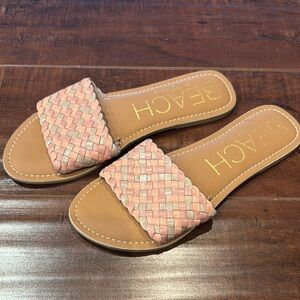 BEACH By Matisse Women's Peach and Tan Woven Leather Sandals, Size 6, New!